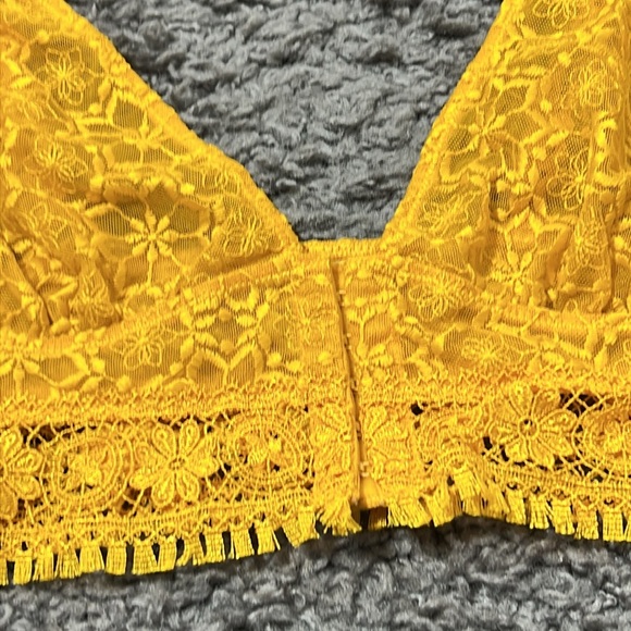 Free People Ella Lace Longline Bralette Yellow Gold Size small - Picture 3 of 12